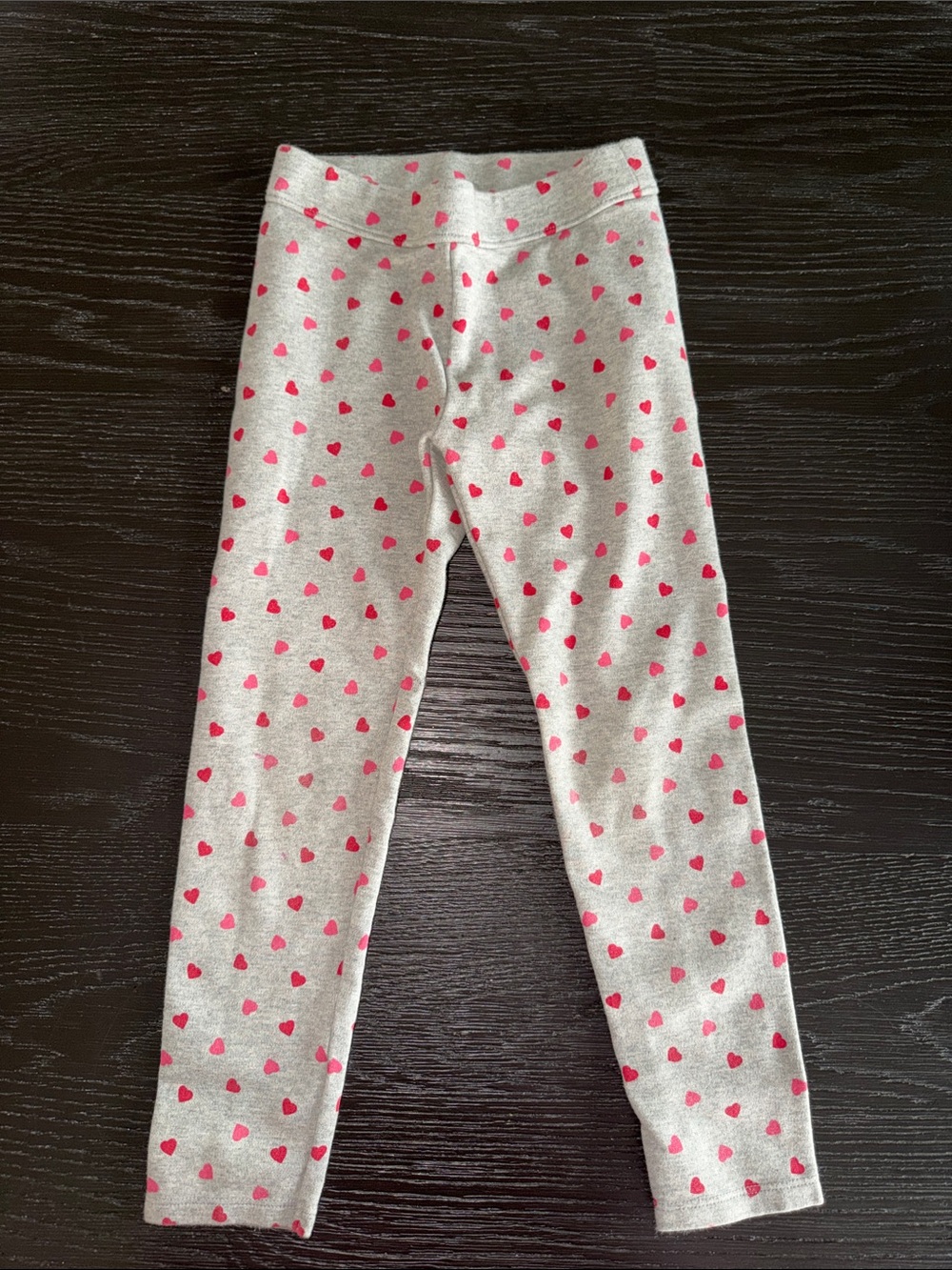 Janie and Jack Gray Leggings with Pink Heart Print